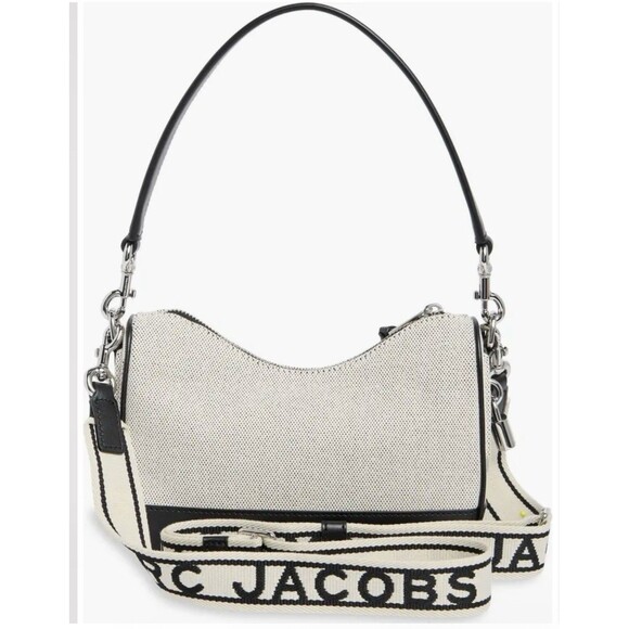 New Marc Jacobs Convertible Canvas Shoulder Bag Beige /Black - Picture 4 of 6